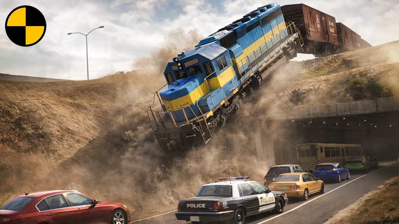 Trains and Car Crashes #5 😱 BeamNG.Drive