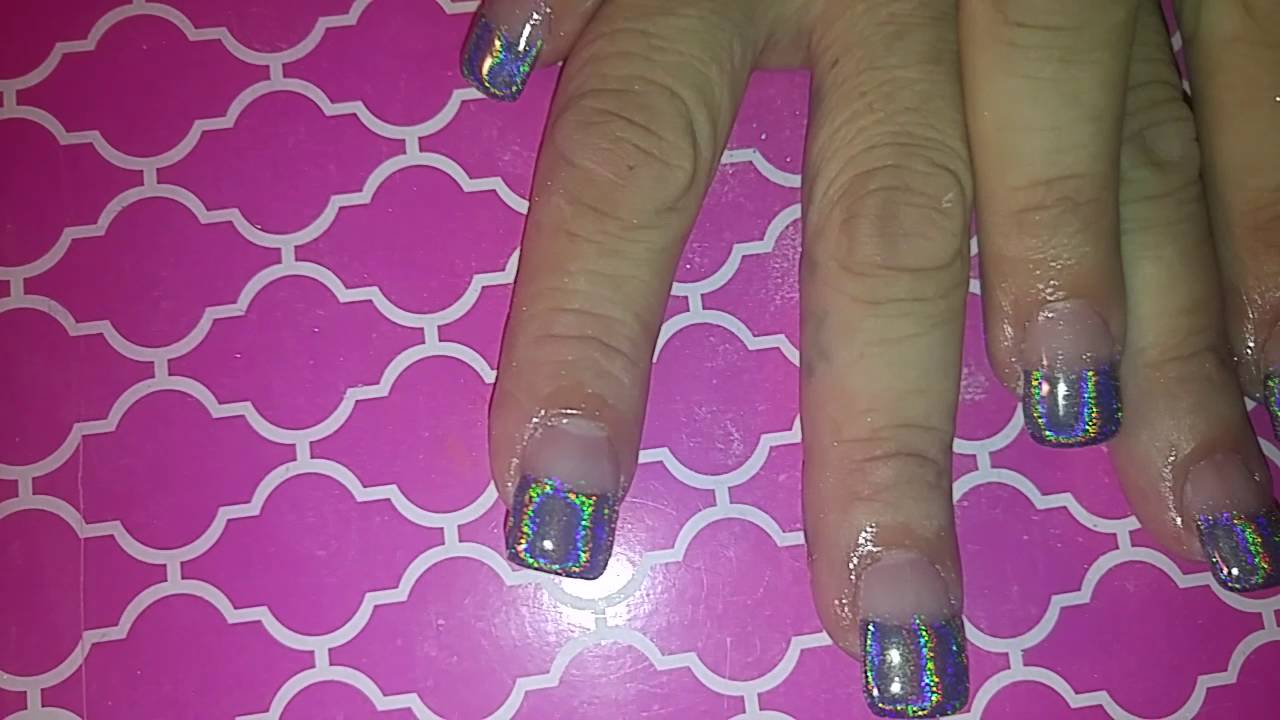 Holo nail tips with clear overlay😍
