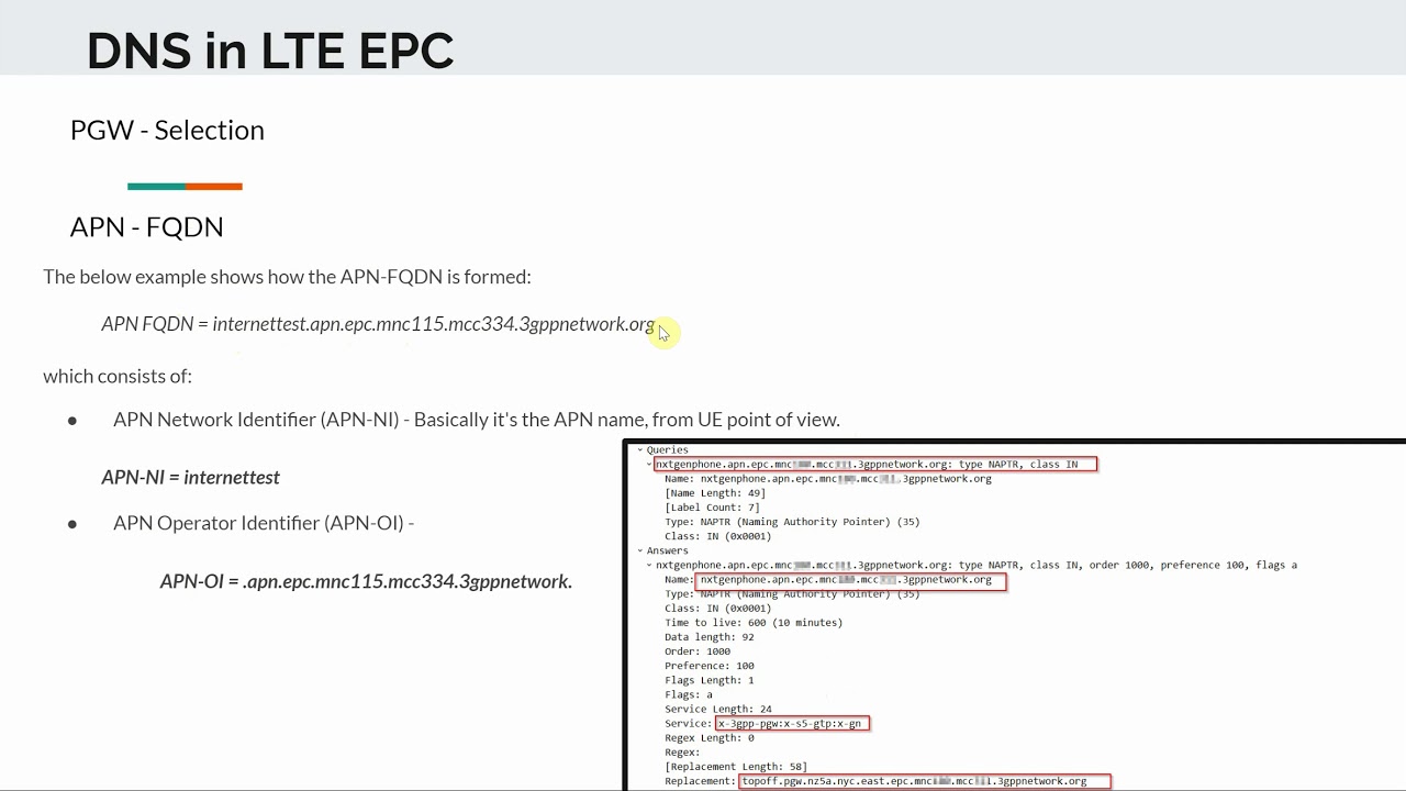SGW and PGW Selection using DNS in LTE EPC