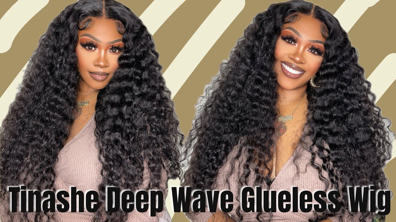 TINASHE DEEP WAVE GLUELESS WIG TUTORIAL