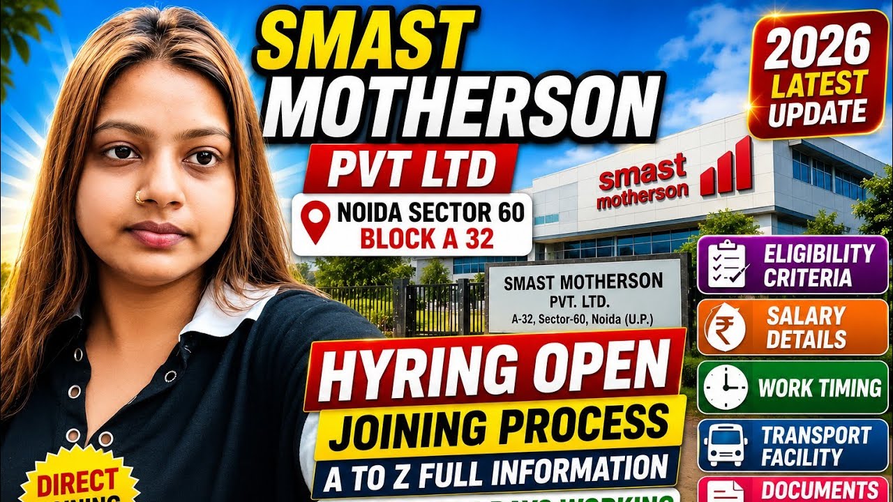 🔥SMAST Motherson Noida Sector 60 Hiring 2026 | Only 5 Days Working 😍 A to Z Full Information |