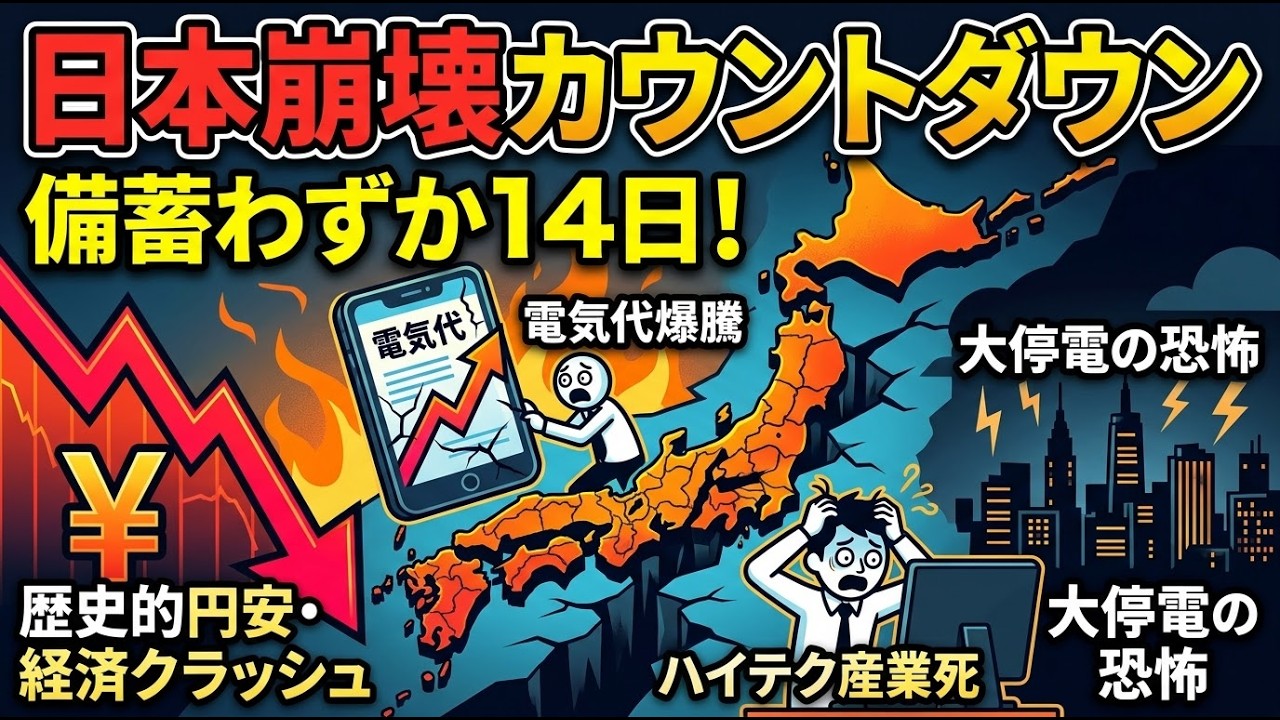 【日本崩壊のカウントダウン】備蓄わずか14日！中東有事と歴史的円安が引き起こす「大停電とハイテク産業の突然死」の恐怖。あなたの電気代が高騰し続ける本当の理由を徹底解剖【日本の断層】