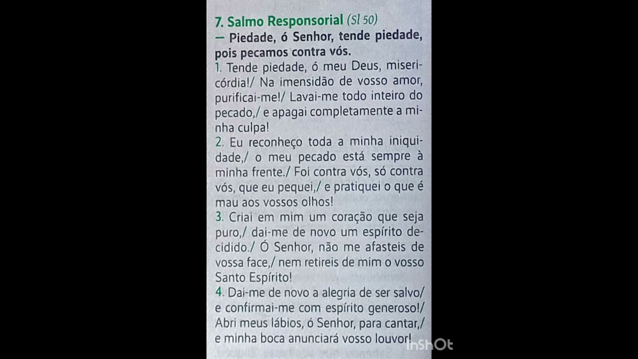 Salmo 50, ( 22/02/2026, 1° Domingo da Quaresma ).