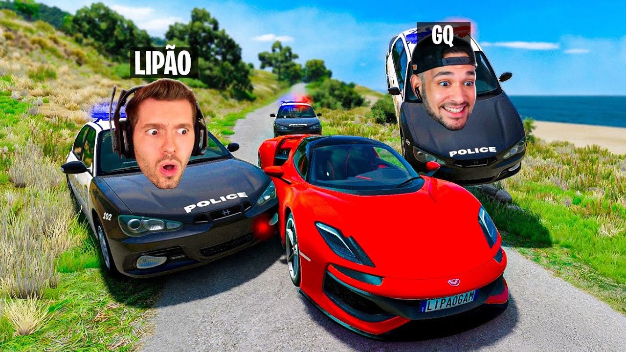 LIPÃO e GQ perseguindo LADRÃO no BeamNG Drive Multiplayer!