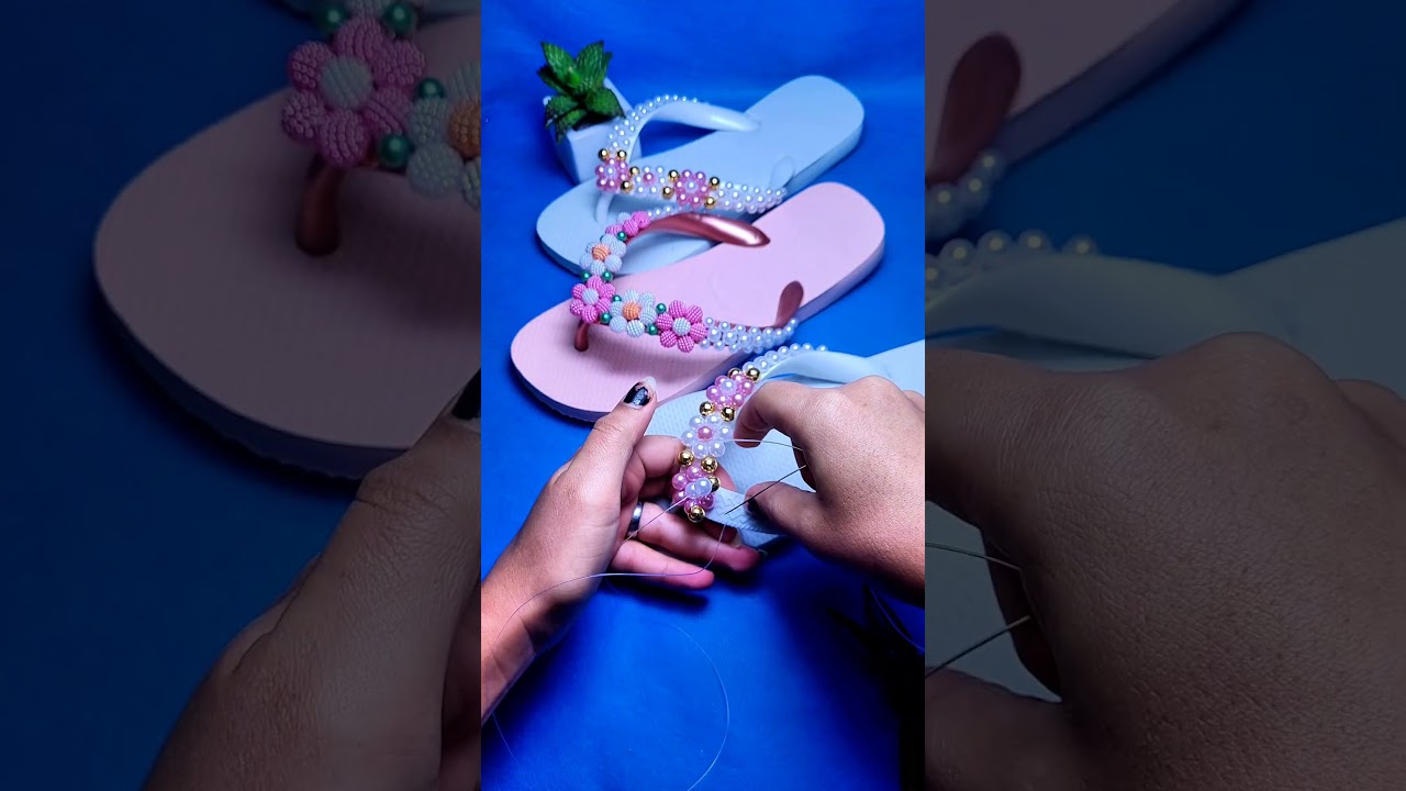 sand&aacute;lia personalizada com p&eacute;rolas #artesanato #diy