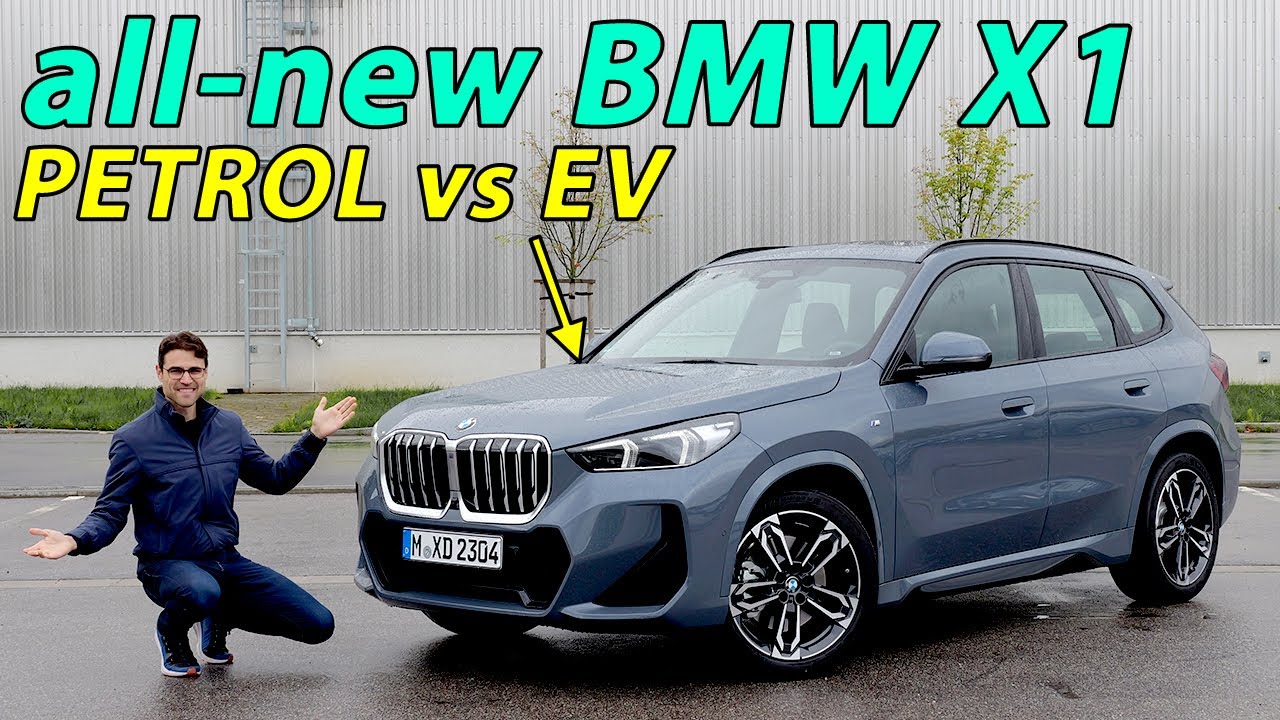all-new 2023 BMW X1 driving REVIEW - 23i petrol vs iX1 EV car comparison