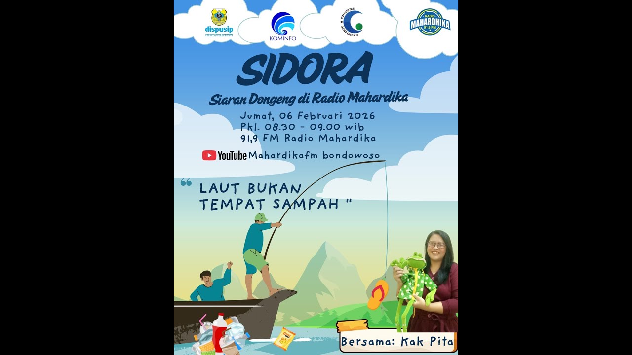🔴LIVE #sidora  ( Siaran Dongeng Radio ) bersama Kak Pita ll Laut Bukan Tempat Sampah