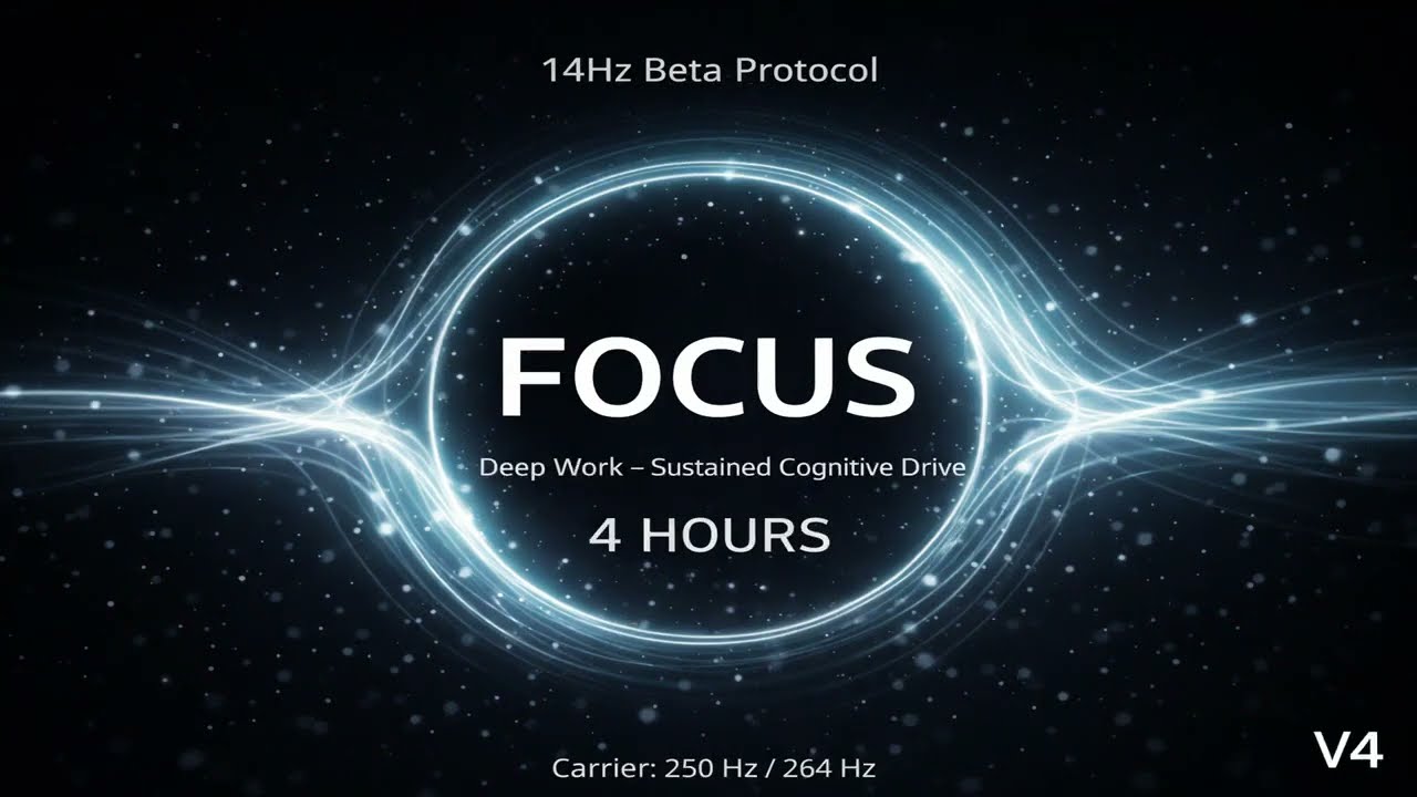 14Hz Beta Focus Protocol – 4 Hour Deep Work Binaural Beat | Sustained Attention