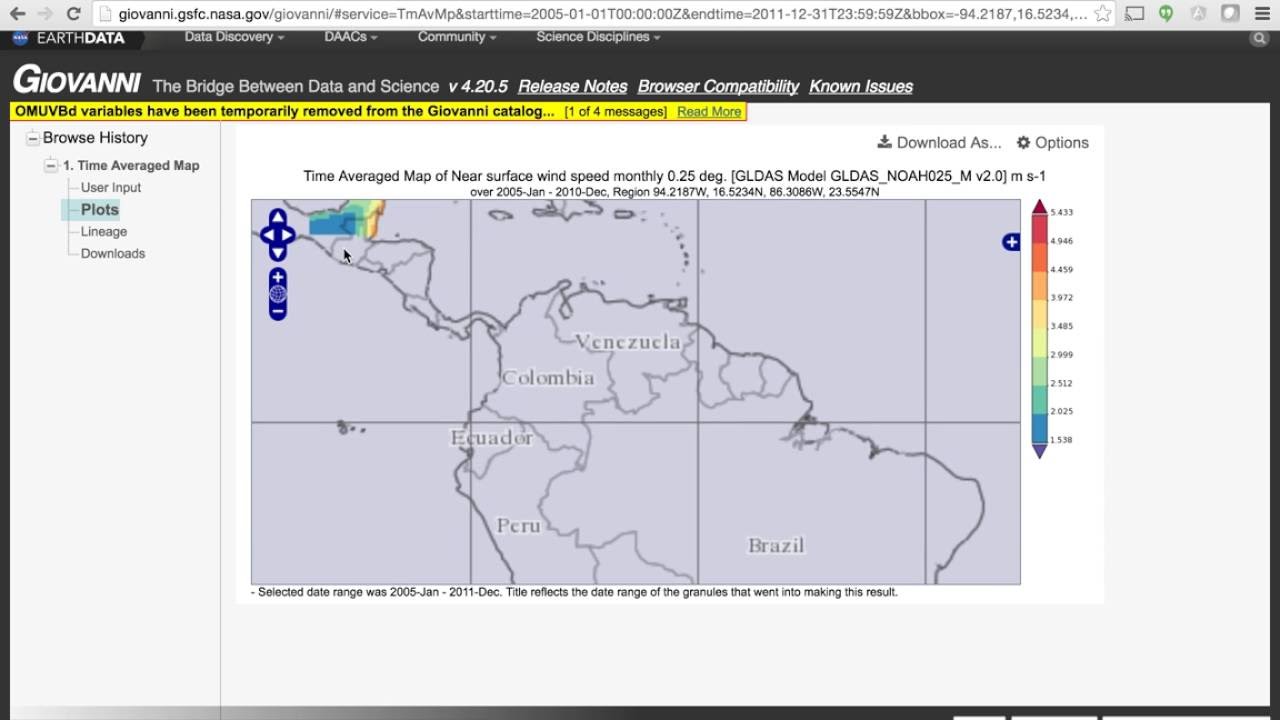 Descarga y Procesamiento Datos de Velocidad de Viento GLDAS con NASA GIOVANNI y QGIS