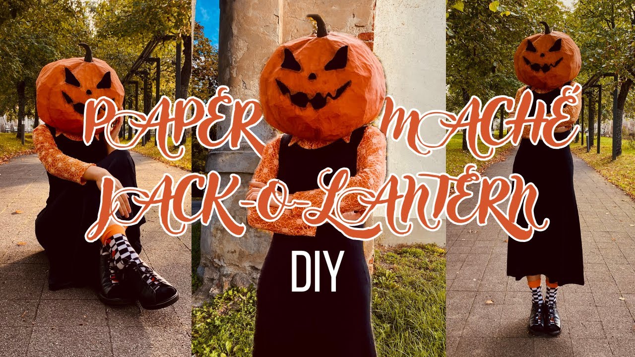 Jack-o-lantern | Halloween Costume Idea | Paper Mache Pumpkin Head DIY