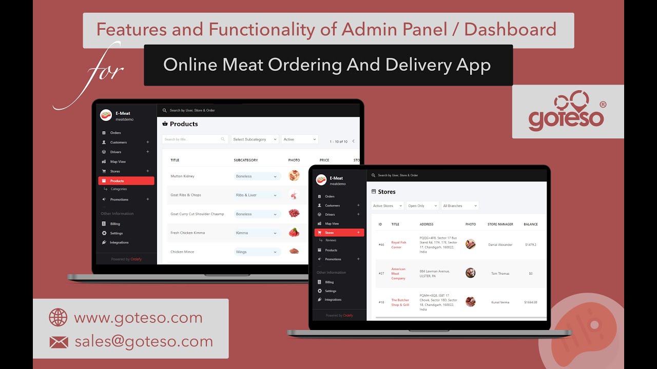 Admin Panel Demo for Online Meat Delivery App, Meat Website | Meat Delivery App Development Solution