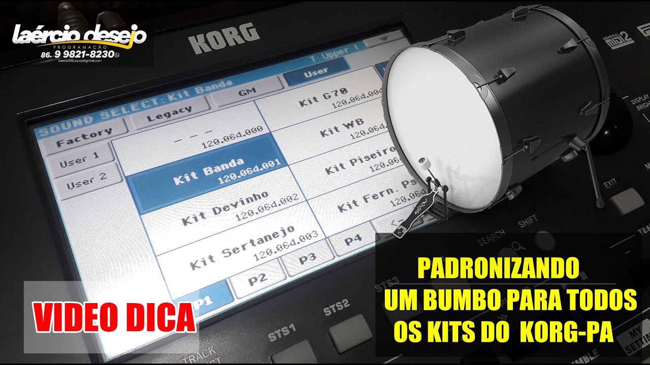 PADRONIZANDO UM BUMBO (PEDAL)  PARA TODOS OS KITS NO KORG-PA   VIDEO DICA Laércio Desejo