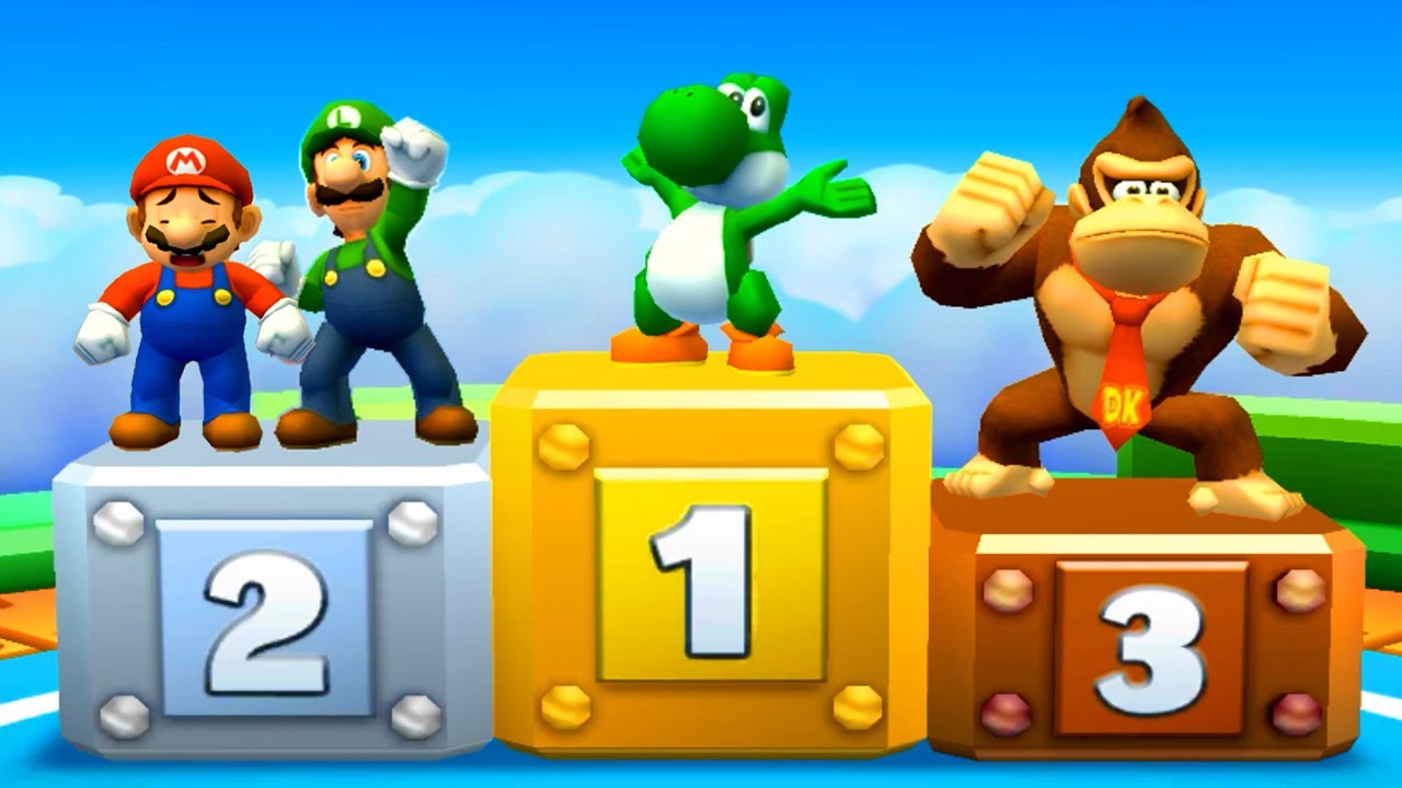 Mario Party Star Rush Minigames - Yoshi Vs Donkey Kong Vs Mario Vs Luigi (Master Difficulty)