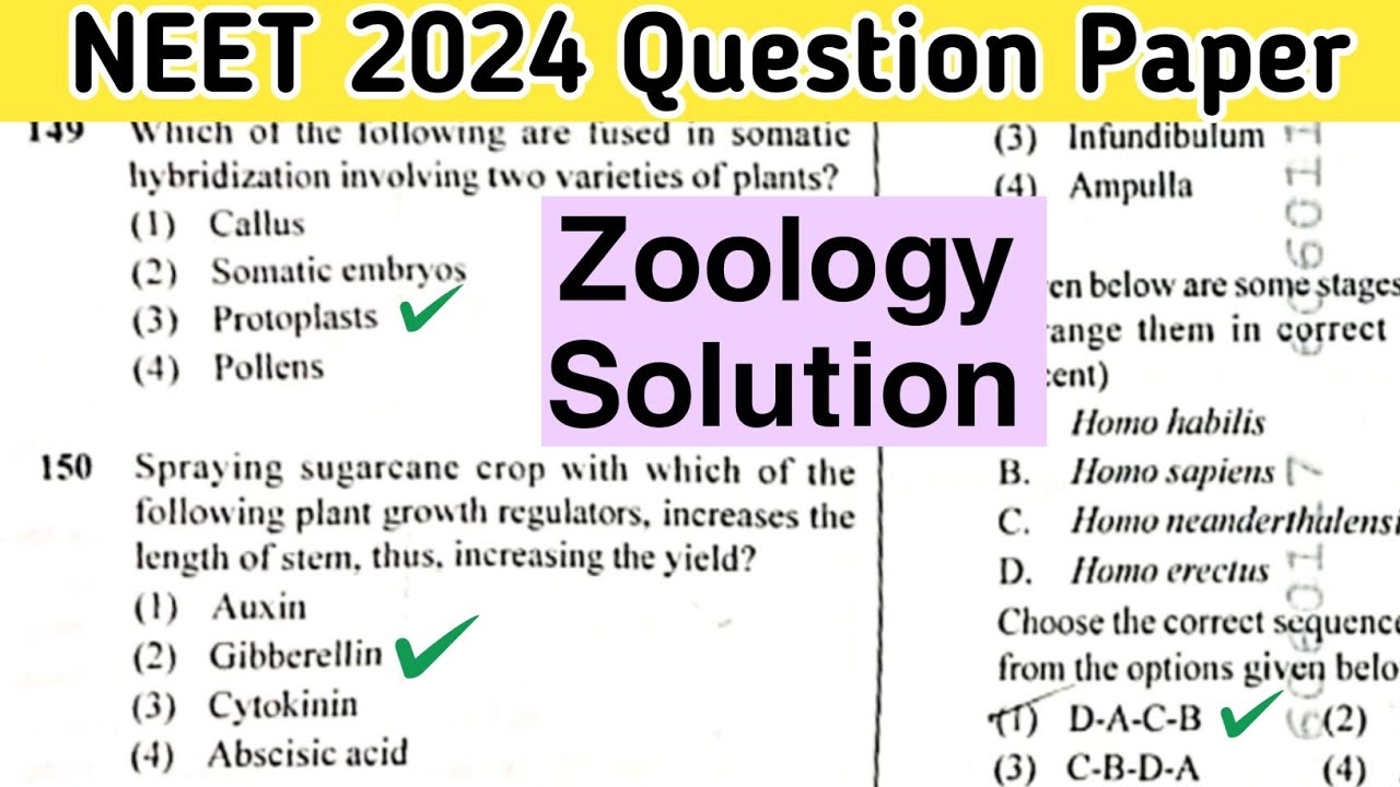 NEET 2024 Question Paper | Complete Solution | Zoology MCQ Portion | NEET 2024 Solved Paper