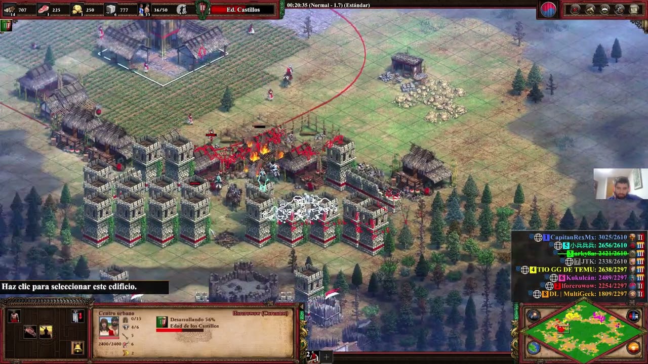 Age Of Empires 2 Multiplayer Gameplay Partida Ranked 4v4 Mapa Selva Negra Jugando y Ganando Coreanos