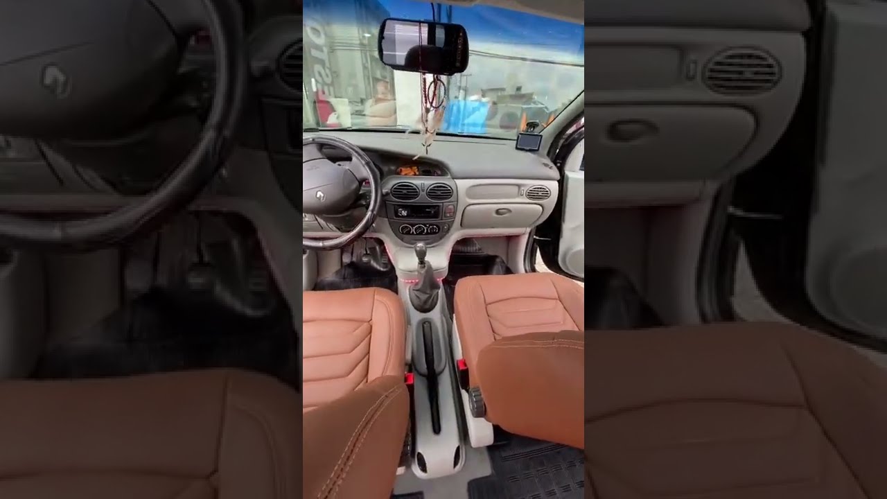Bancos de couro no Renault Scenic na cor marrom ferrari - Antes e Depois