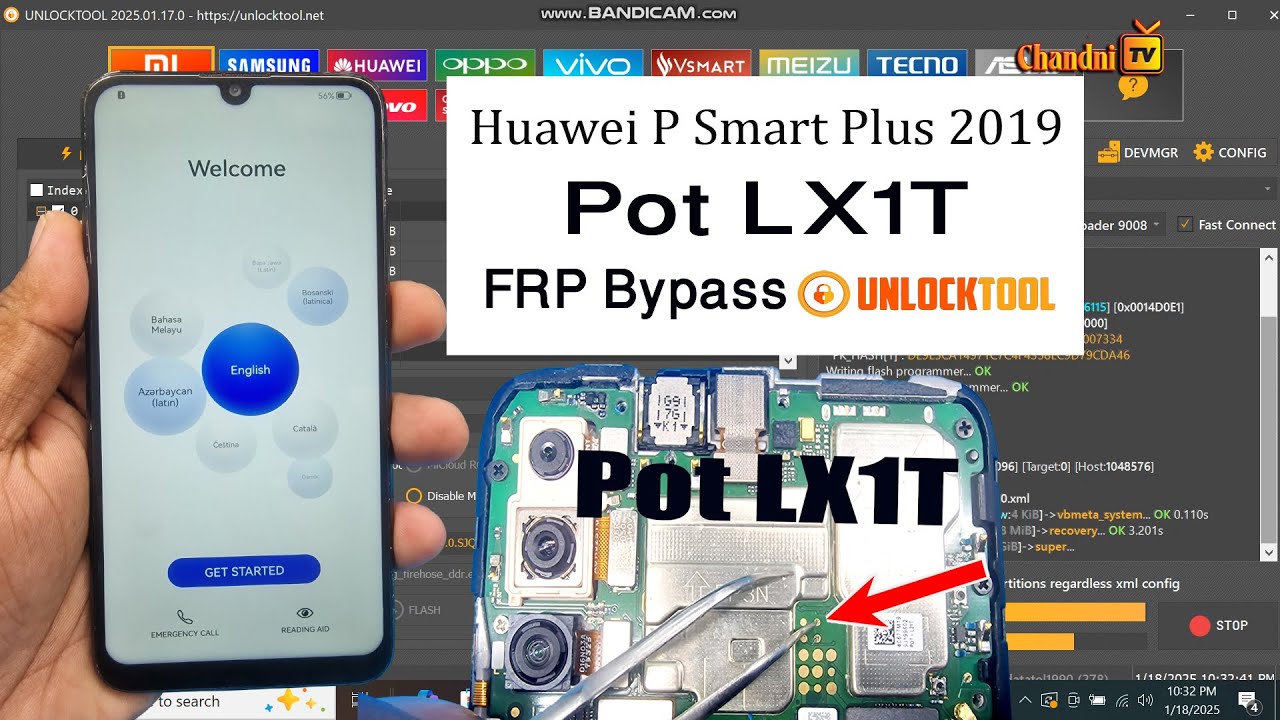 HUAWEI P Smart Plus 2019 (POT LX1T)  FRP Bypass Unlock tool