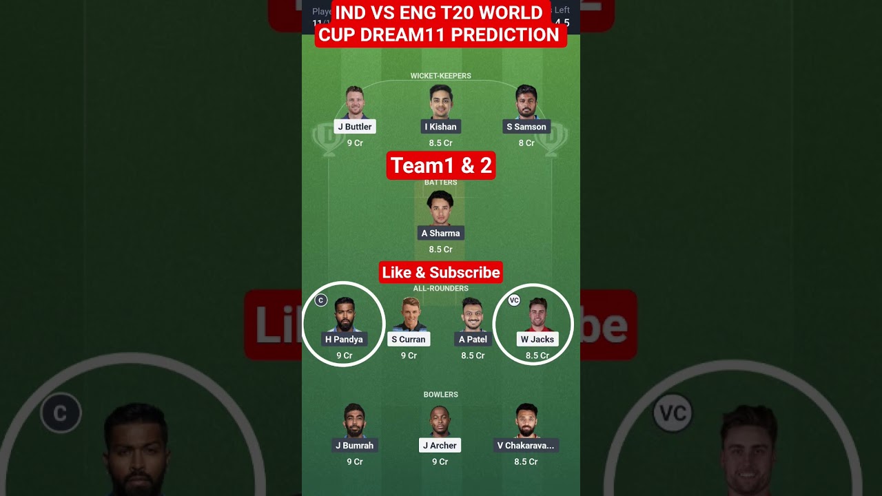 IND vs ENG Dream11 Prediction| IND vs ENG Today Match Prediction| T20 World Cup 2nd Semi Final Match