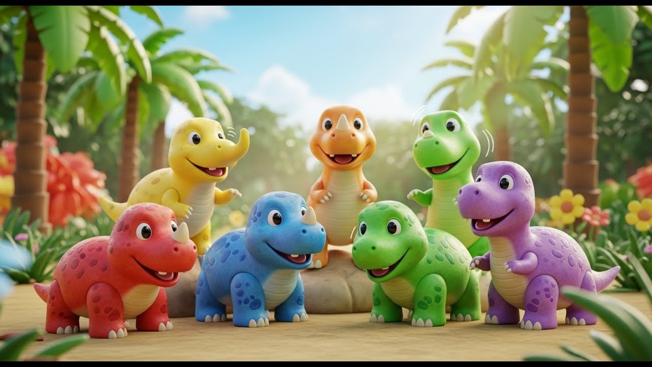 Six Little Toy Dinosaurs Stomp Stomp Stomp | Prehistoric Fun & Counting Song