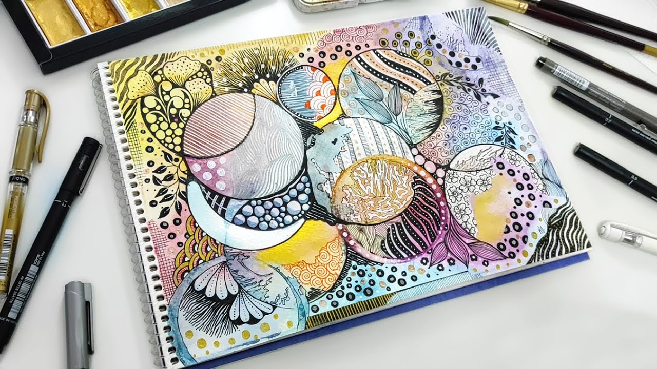 Watercolor and Zentangle Art | Creative Zentangle Design