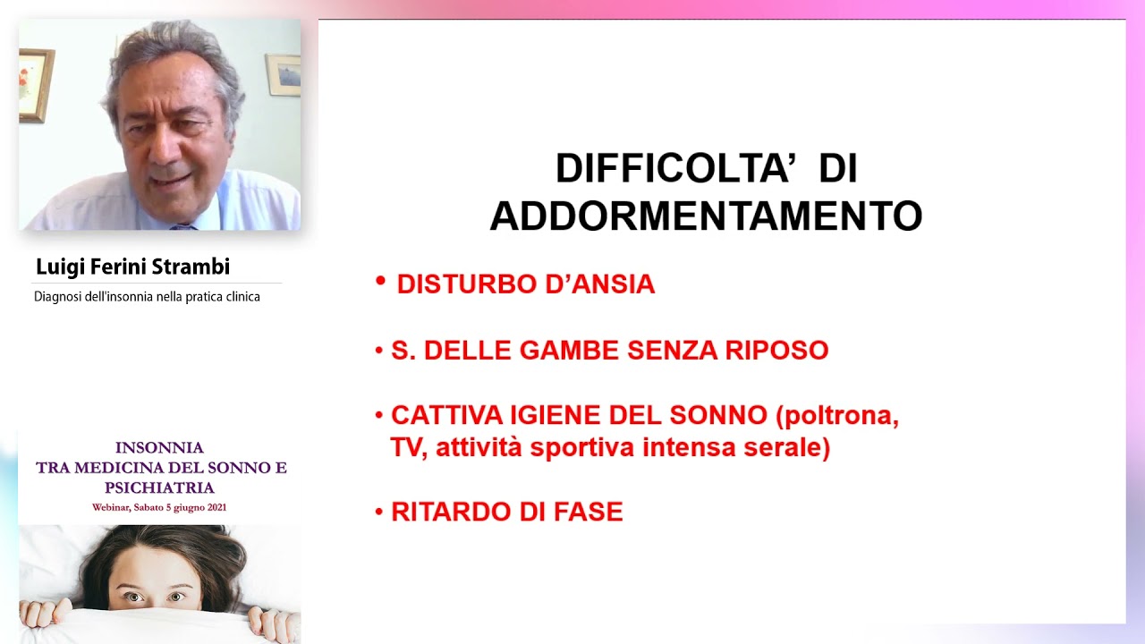 Diagnosi dell’insonnia nella pratica clinica - Luigi Ferini Strambi