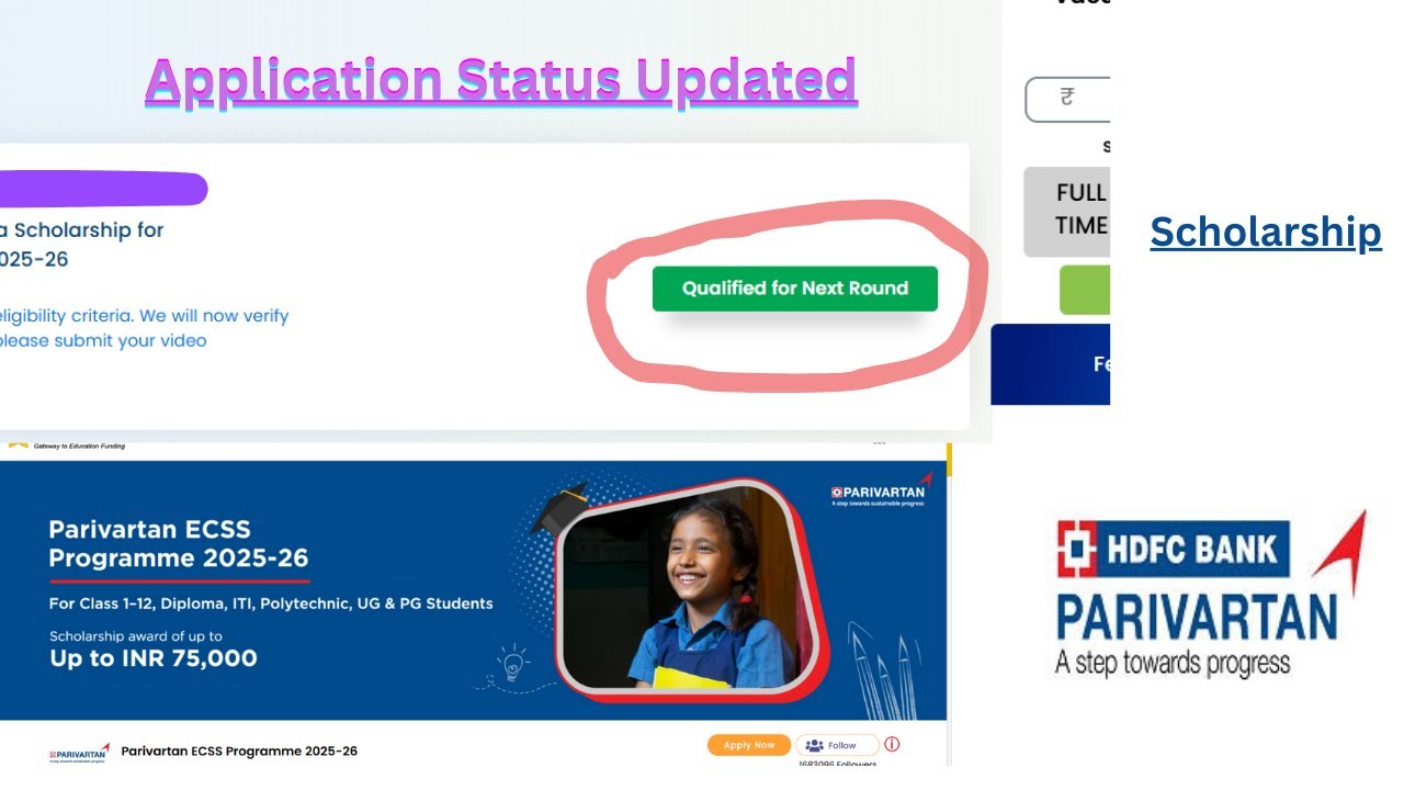 Qualified for Next Round ? Full Explanation Aaplication Status HDFC PARIVARTAN ECSS SCHOLARSHIP