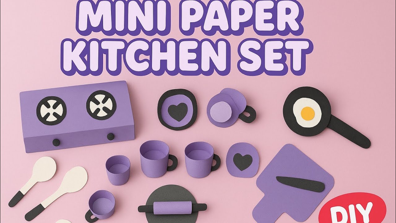 Mini paper kitchen set diy 