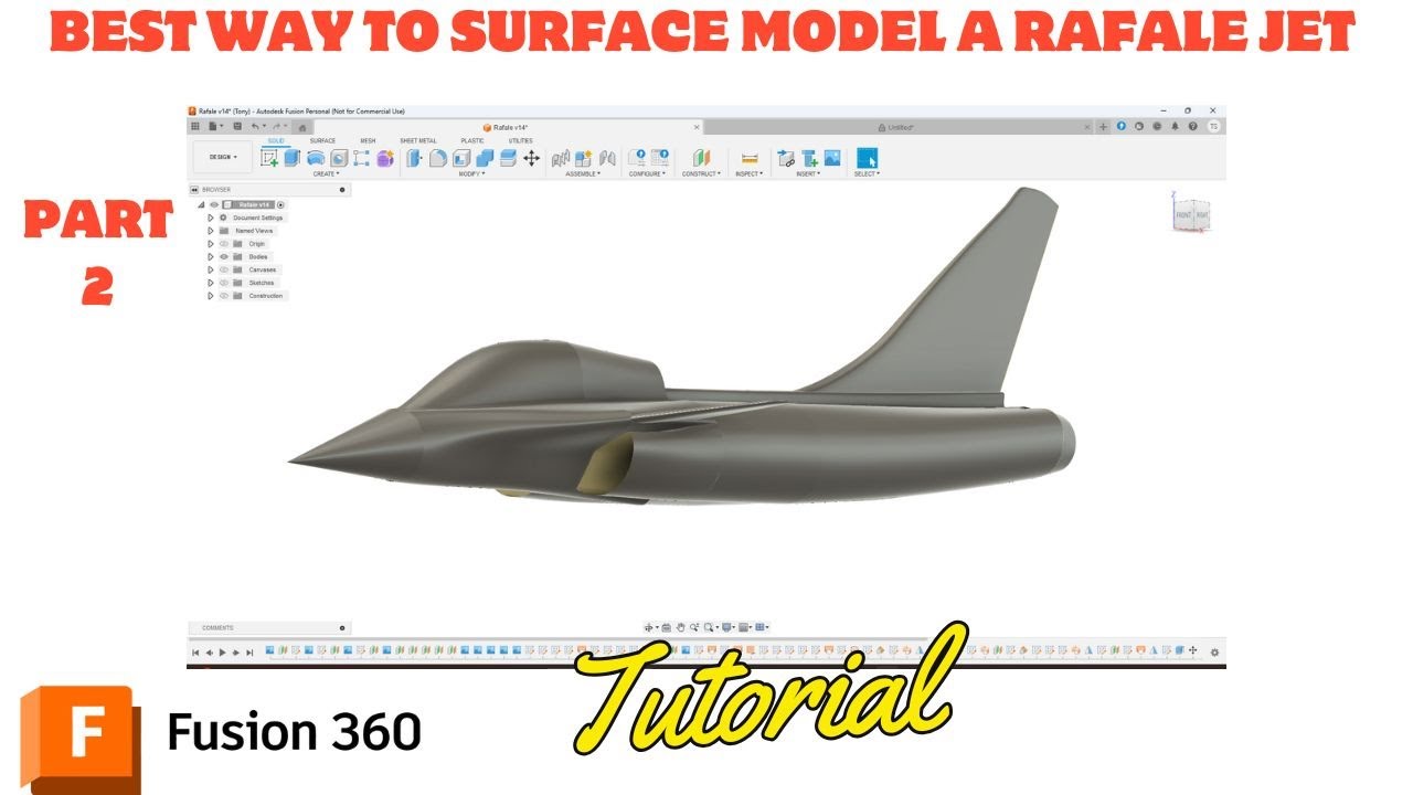 Лучший способ поверхностного моделирования истребителя Rafale в Fusion 360/CAD. Часть 2