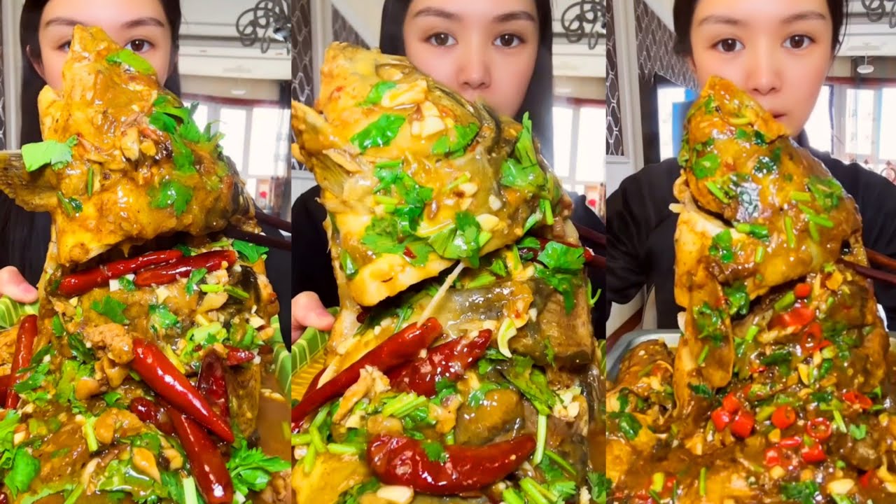 ASMR SPICY BIG FISH CURRY MUKBANG  FULL FISH CURRY EATING SHOW