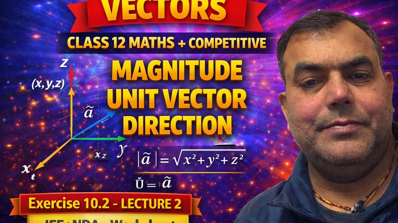 Vectors Exercise 10.2 Lecture 2 | Magnitude & Unit Vector | Board + JEE + NDA#class12maths #viral 