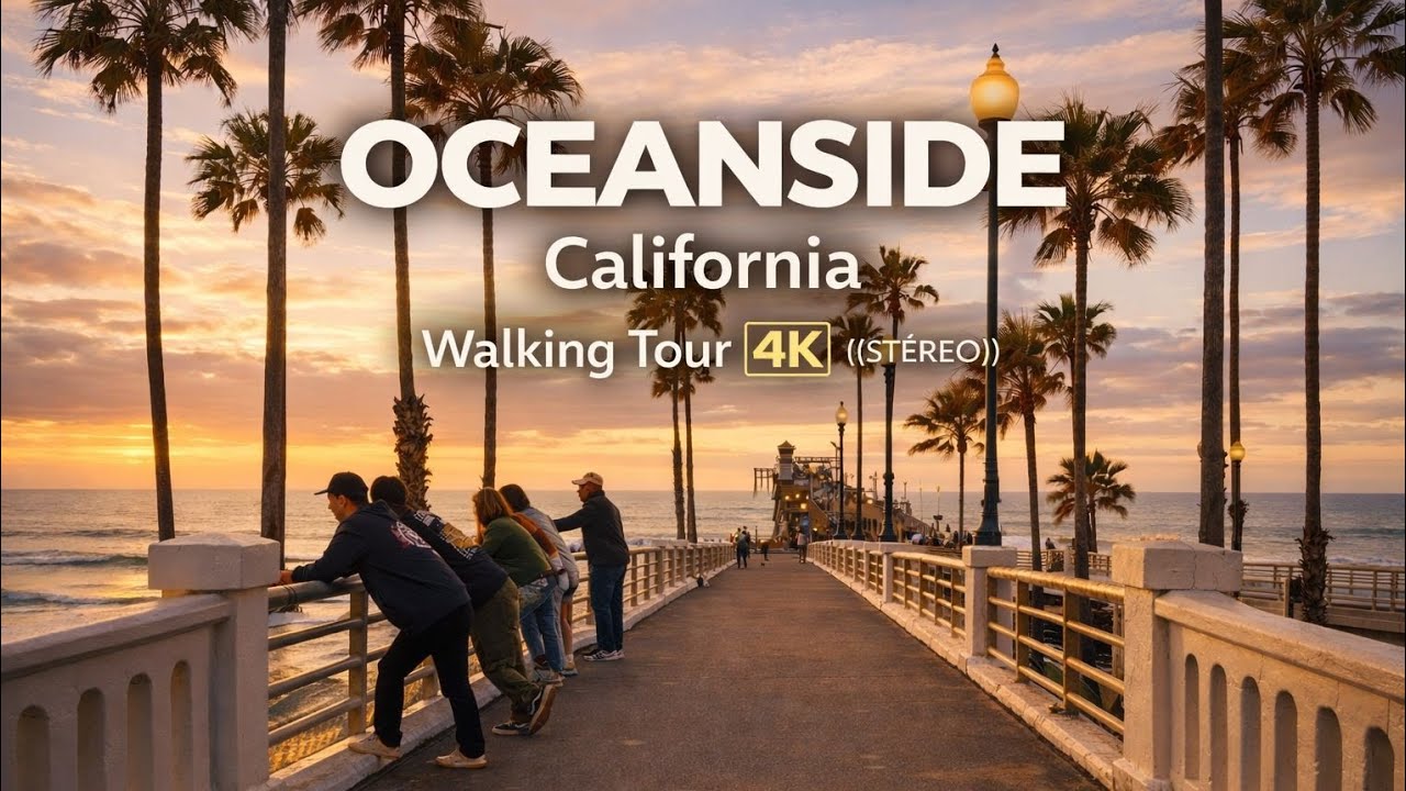 Oceanside California Walking Tour | 4K Ultra HD + Realistic Stereo Sound | Relaxing Beach Walk