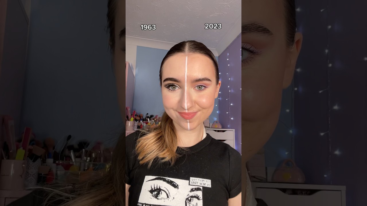 1963 vs 2023 makeup trends! Which side is ur fav🫶#makeuptrends #60smakeup #makeuproutine