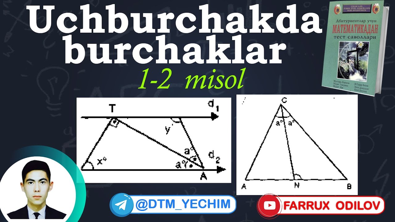 Uchburchakda burchaklar (TEST-1) | Turk litsey yechimlari