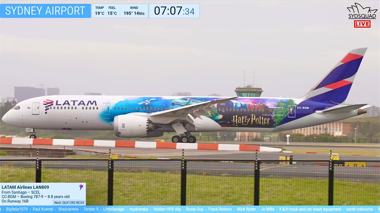 🔴LIVE - First Flight LATAM 'Harry Potter' Livery - Plane Spotting @ Sydney Airport with Tim + Mick🔴