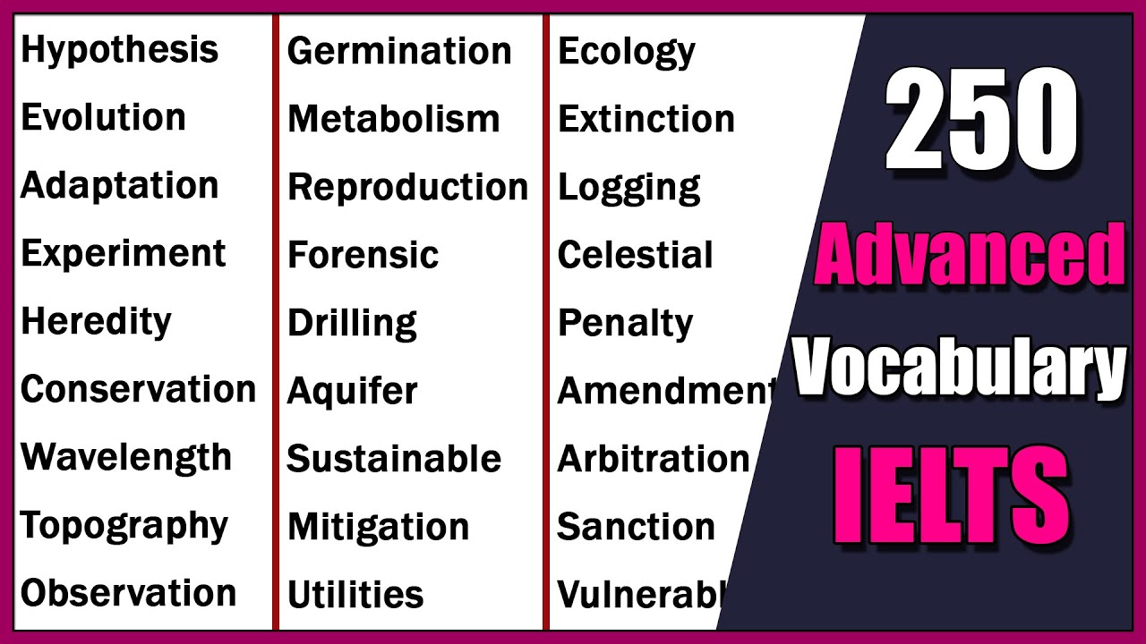 250 Commonly Used Advanced Vocabulary for IELTS