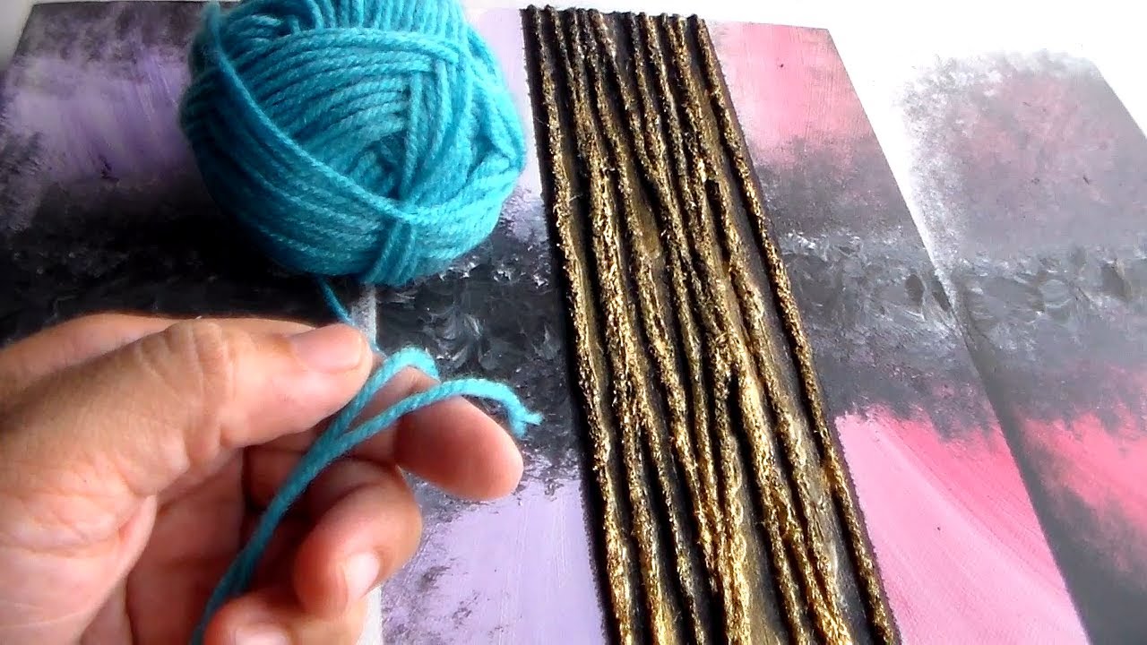 Textured Abstract Painting with Wool Yarn