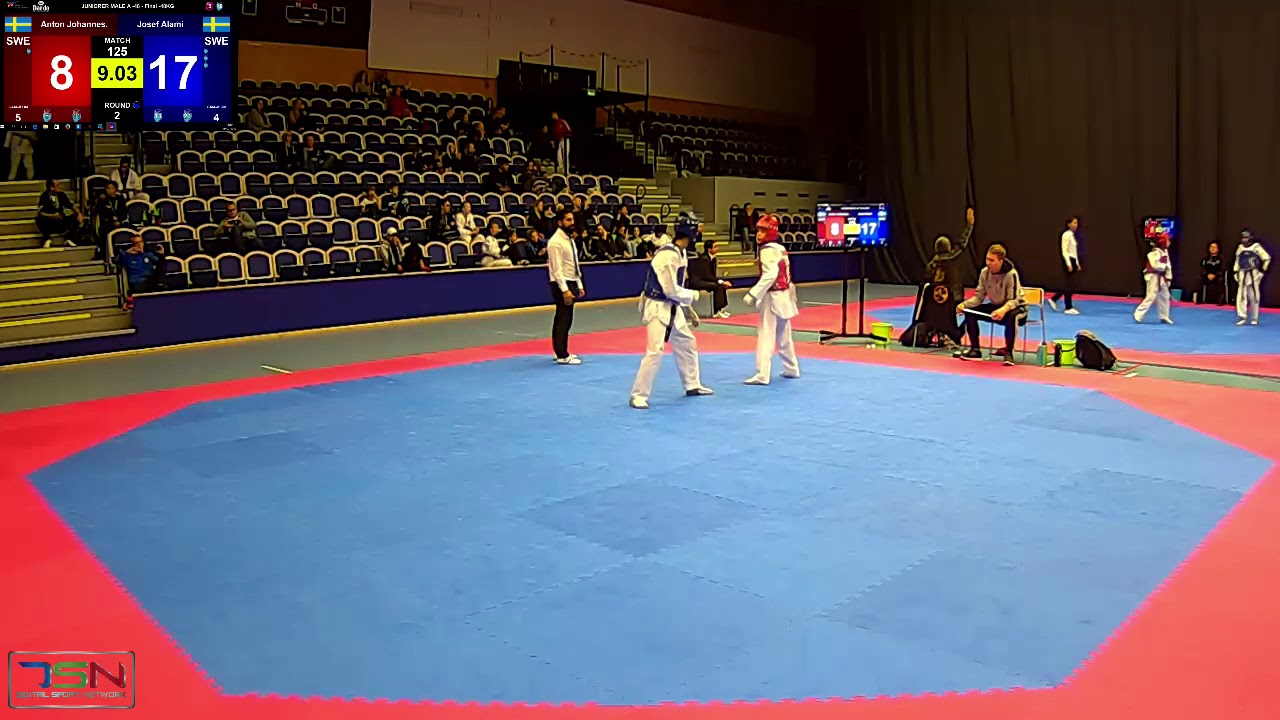 125- Josef Alami, Wermdo TKD vs. Anton Johannesson, KFUK KFUM Malmö TKD Kl. 29-13