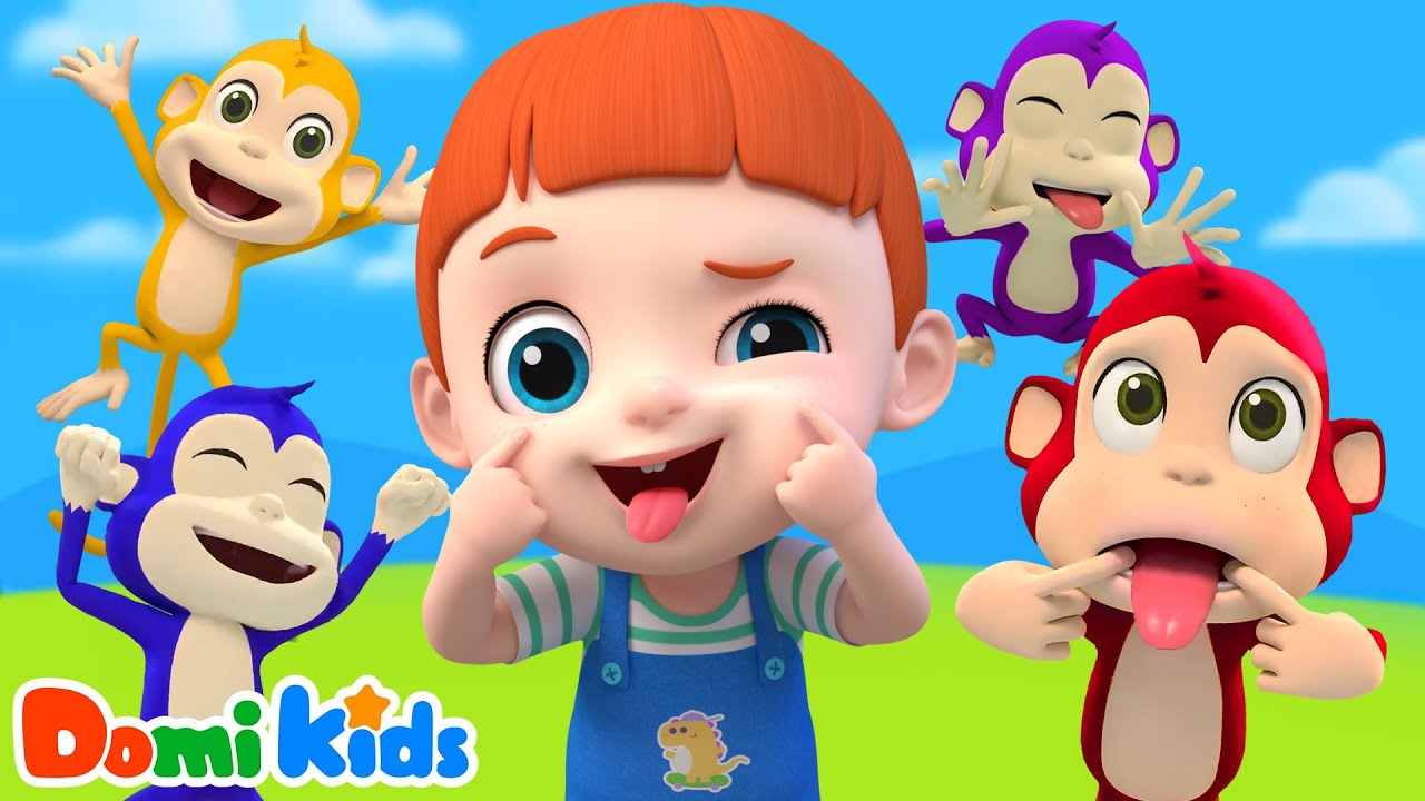 Five Little Monkeys |  Domi Kids Songs & Nursery Rhymes | Educational Songs