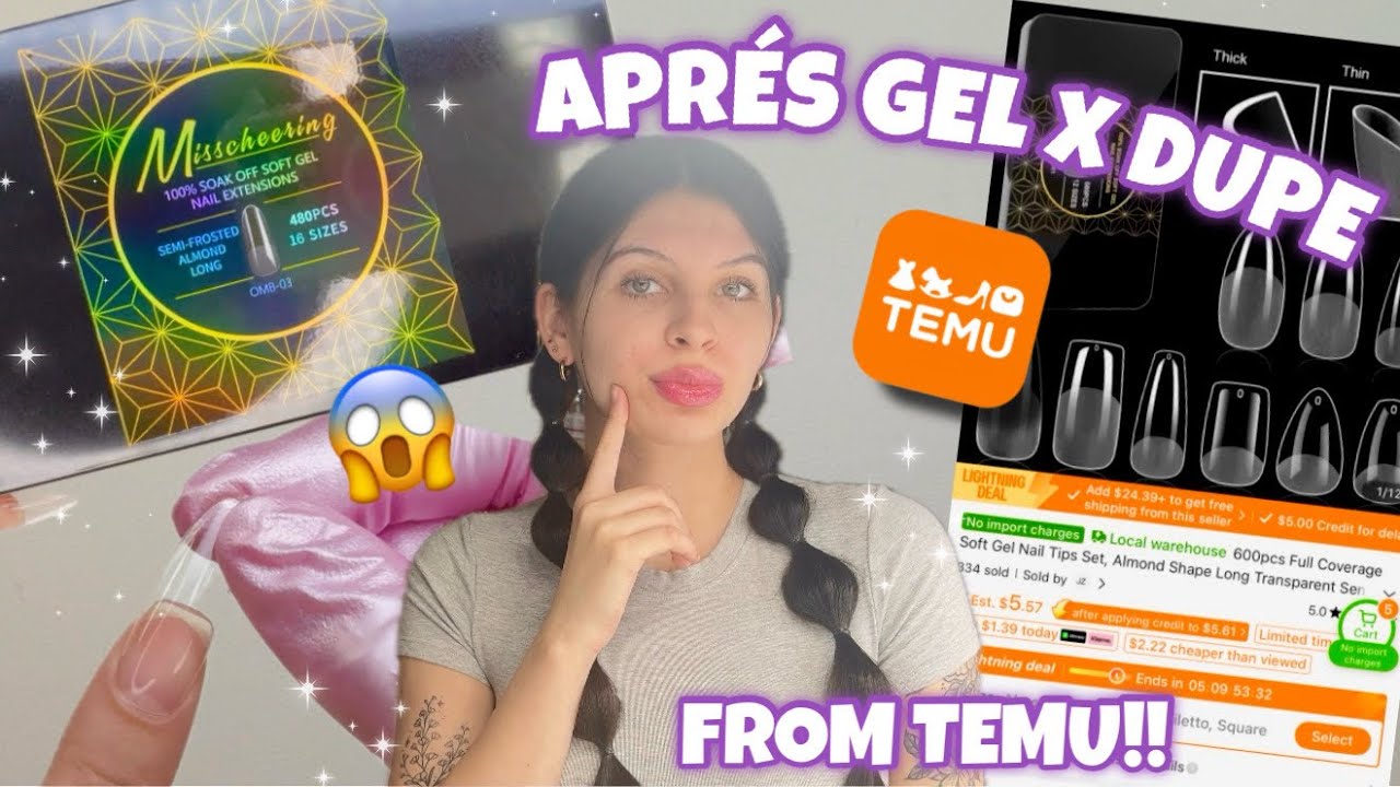 TRYING APRES DUPE FROM TEMU | EASY SOFT GEL FULL COVER GEL EXTENSION APPLICATION *NATURAL NAIL PREP*