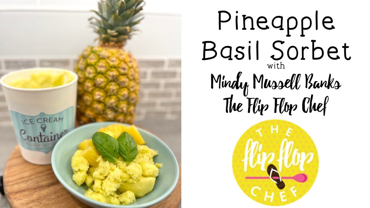 Pineapple 🍍 Basil 🌿 Sorbet in Pampered Chef’s Ice Cream Maker