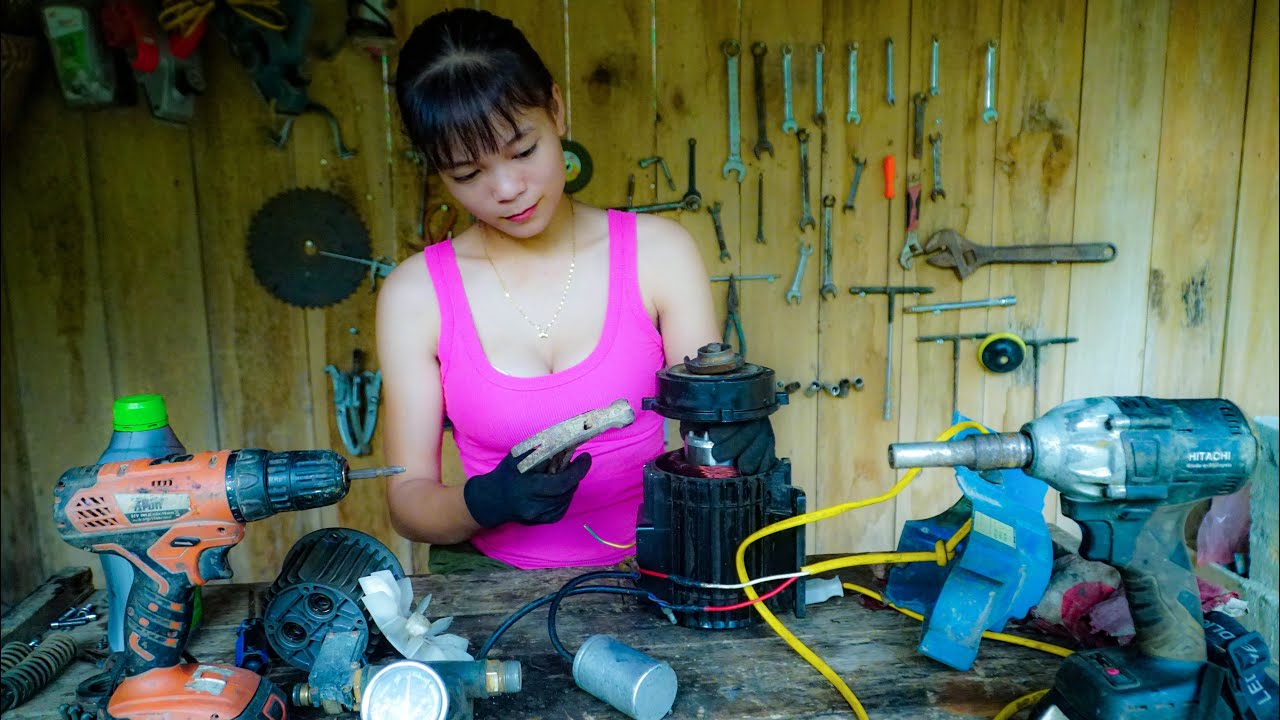 Girl Mechanic Repairs Car Wash Air Compressor &ndash; Easy Maintenance Guide #diy