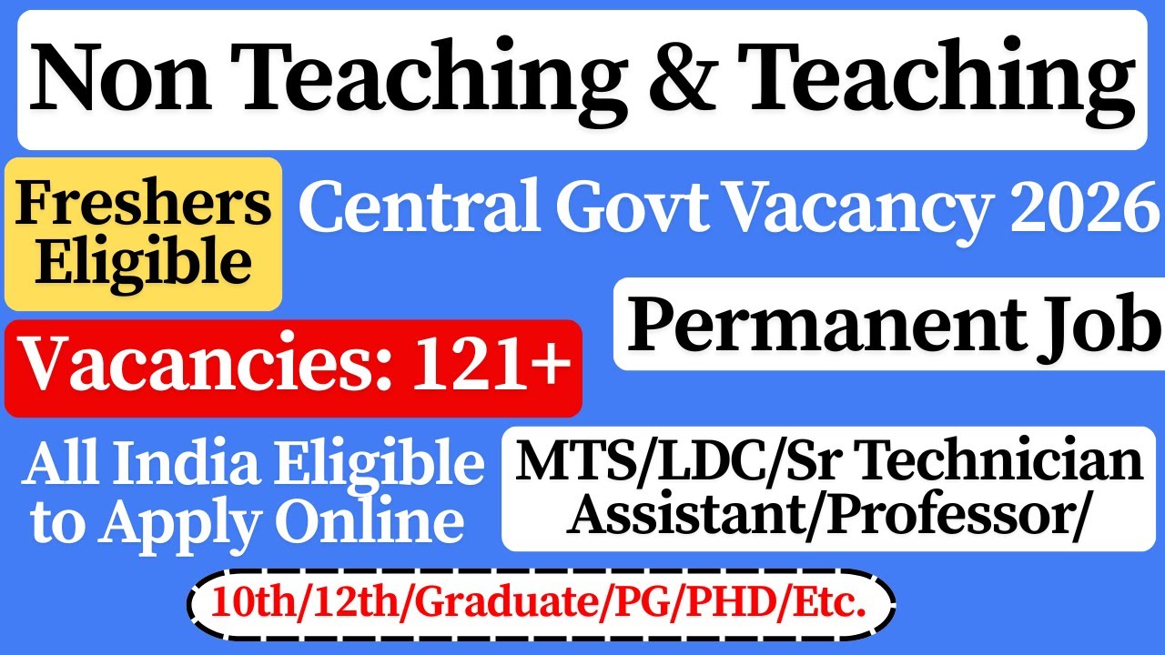 🚀 Central Govt Non Teaching Vacancy 2026  | Assistant Professor New Vacancy 2026