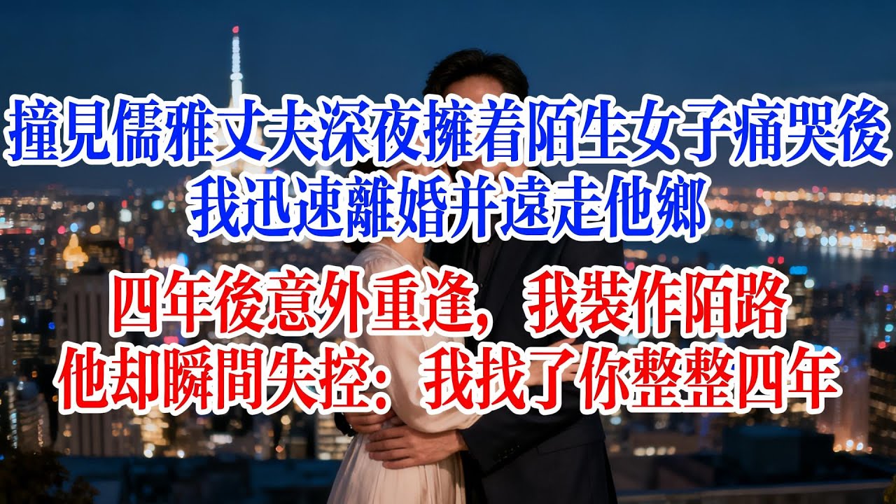 撞見儒雅丈夫深夜擁著陌生女子痛哭後，我迅速離婚並遠走他鄉，四年後意外重逢，我裝作陌路，他卻瞬間失控：我找了你整整四年#故事頻道 #爱情故事 #情感故事 #婚姻 #出軌 #小说