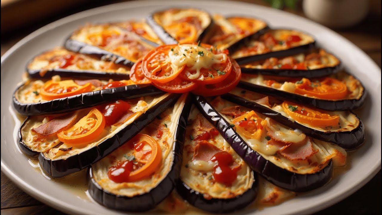 Auberginen-Fächer, der leckerer ist als jede Pizza!