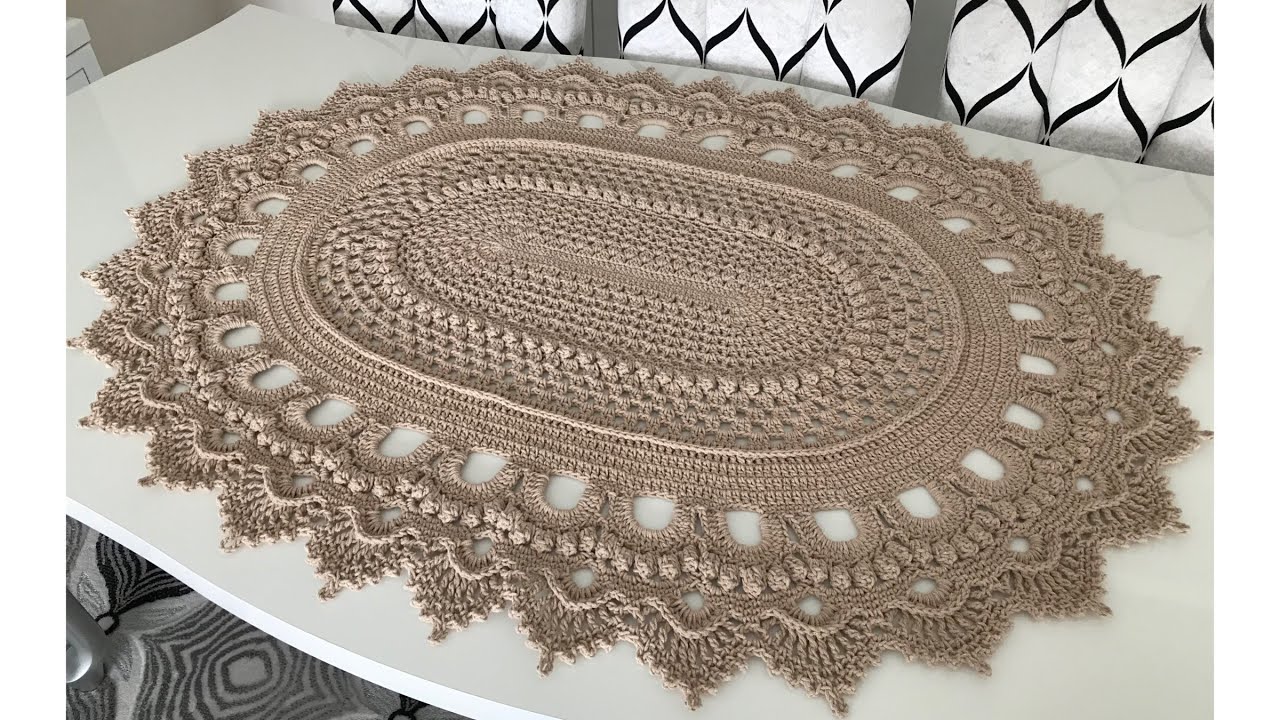 Tığ işi Örgü Modelli Oval Paspas Tarifi - Part 3
