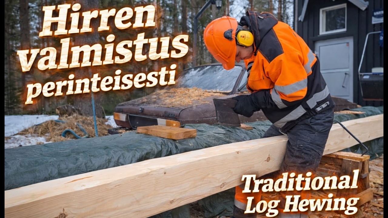 Hirren valmistus perinteisesti - Traditional log hewing
