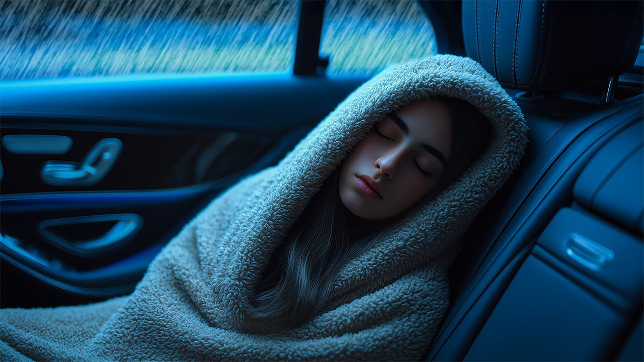Super Heavy Rainstorm on Car Roof | Rain & Thunder on Cozy Car for Sleep, Relax