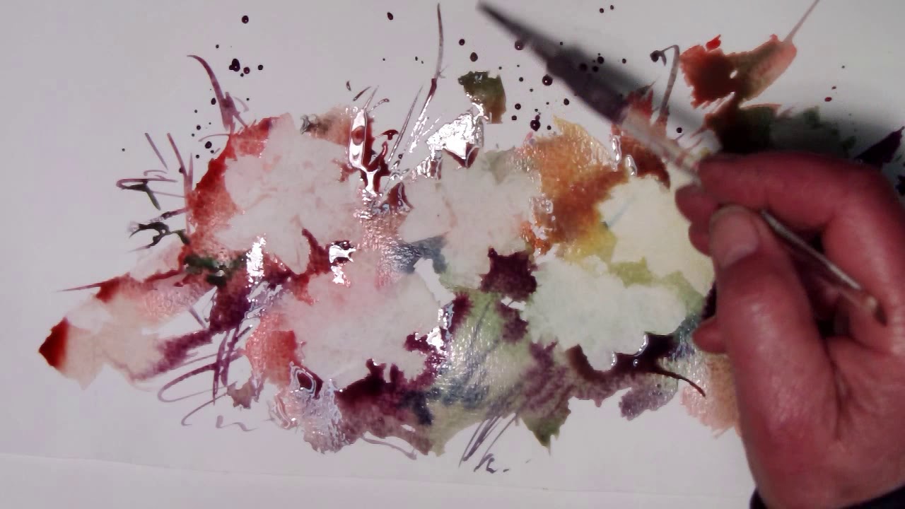 Hedwig's Art fantasy flowers, wet in wet ,  watercolor