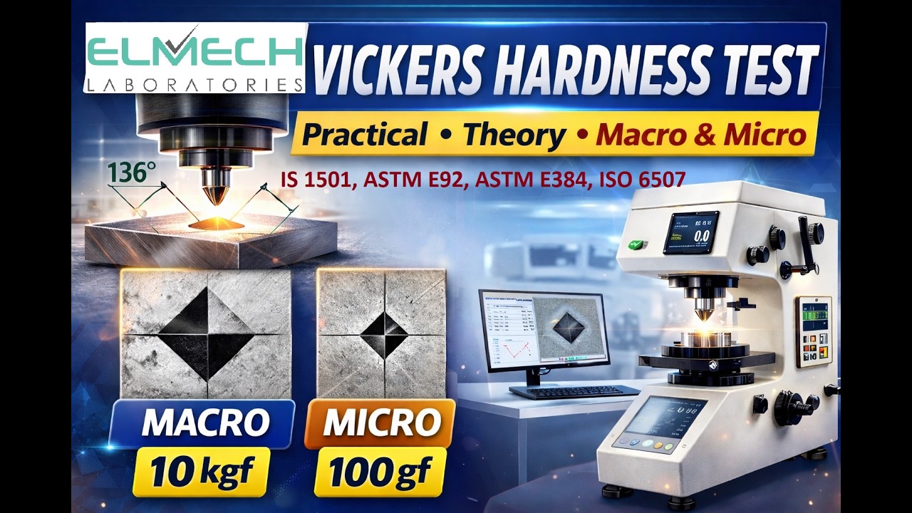 Vickers Hardness Test (Macro & Micro) – Practical & Theory | IS 1501, ASTM E92/E384, ISO 6507