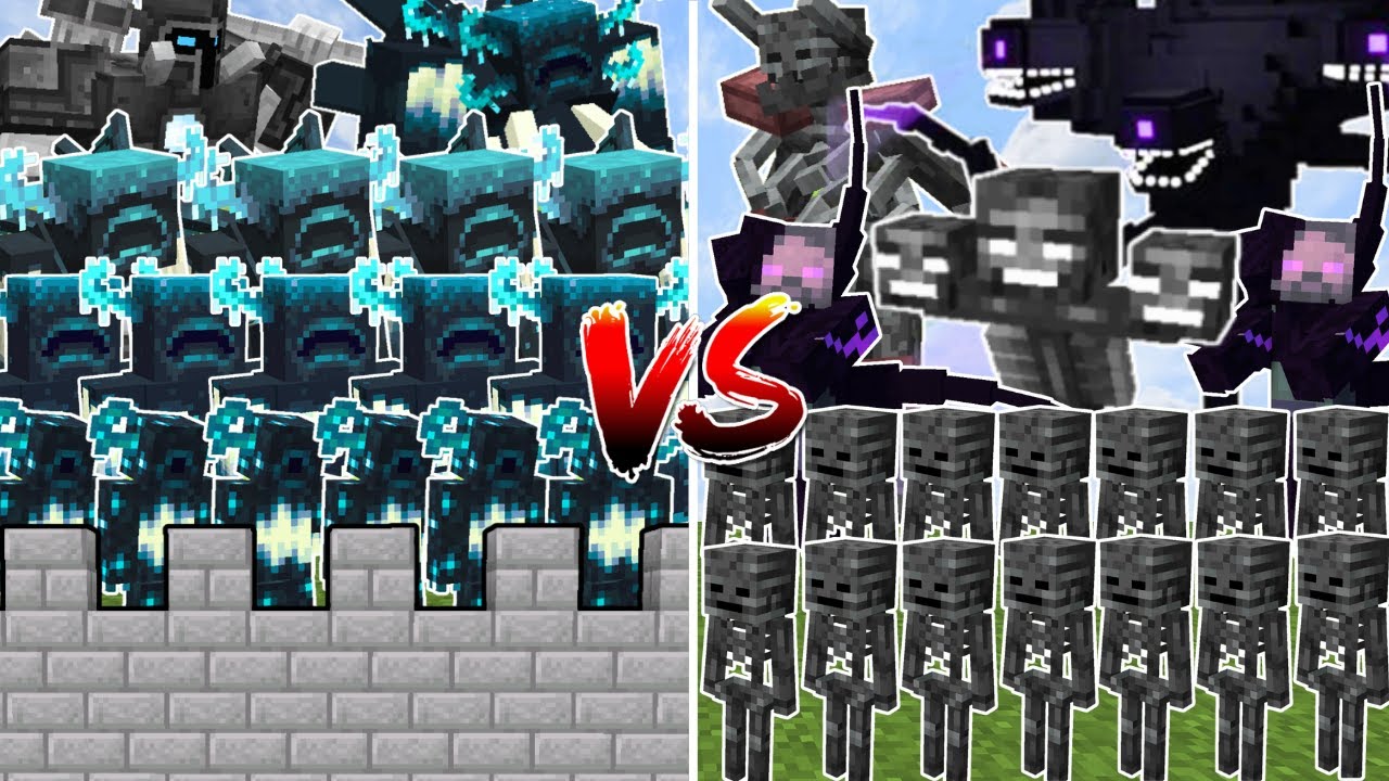 WITHER ARMY vs WARDEN CASTLE | Minecraft Mob Battle